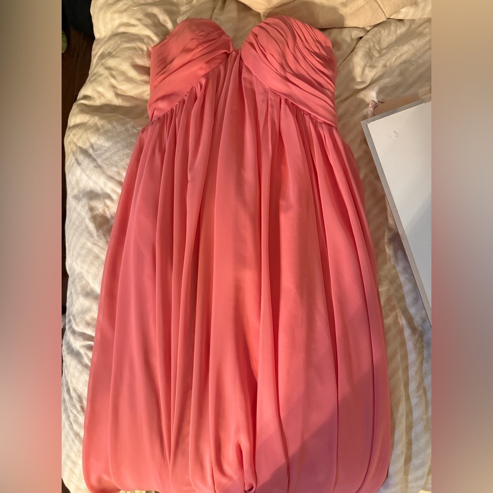 Pink Strapless Gathered Bodice Maxi Dress